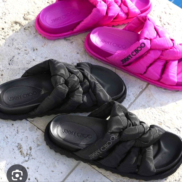 Jimmy Choo Sandals Black MSRP $595 Jimmy Choo Kes Slide Sandals - Picture 3 of 17